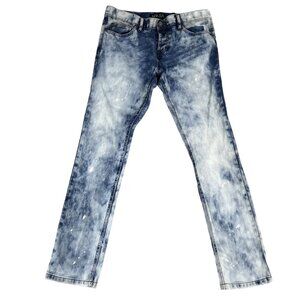 XXX Rude Mens Painted Button Fly Skinny Jeans Sz 34 x 32